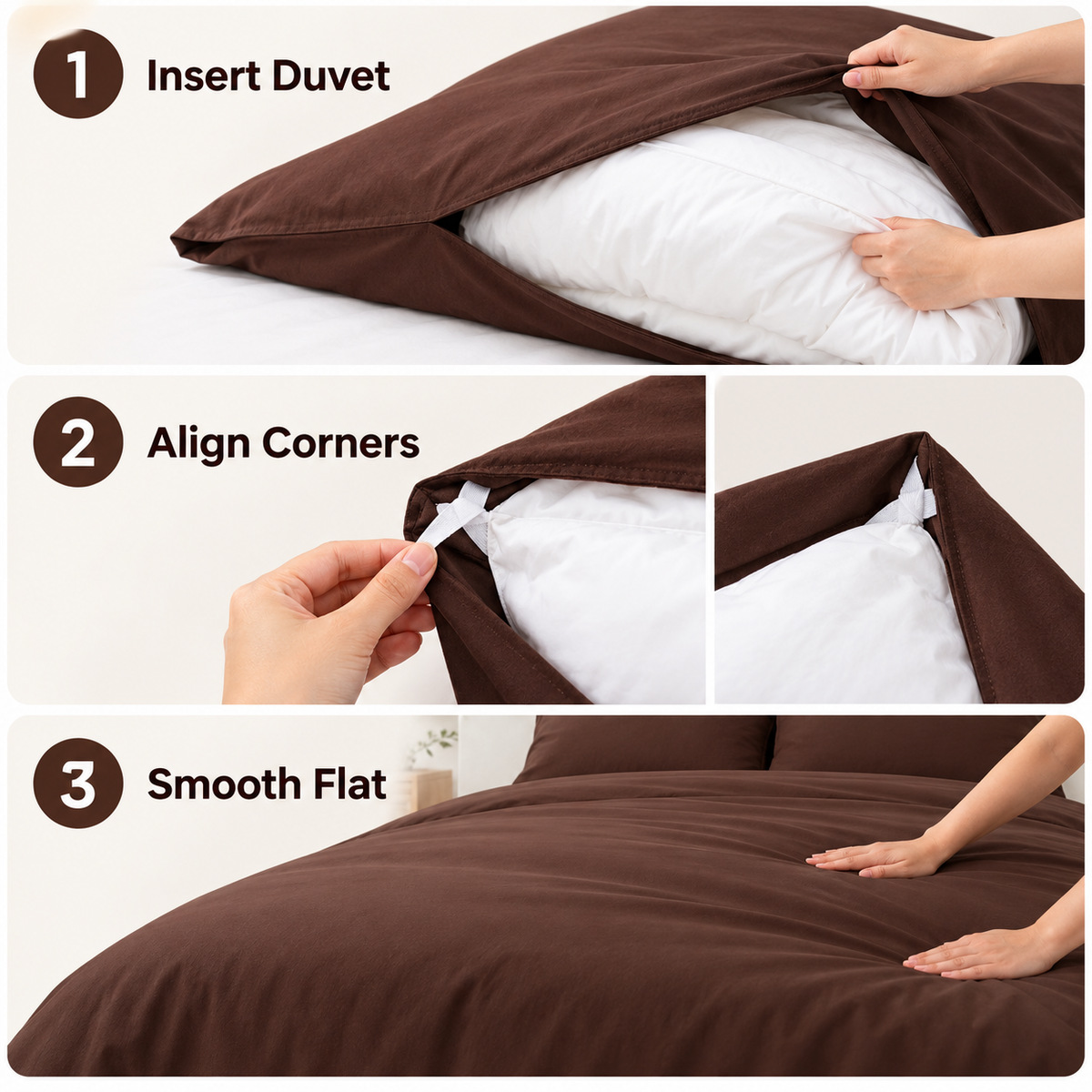 Havenliss Chocolate Brown Solid Duvet Cover with Corner Ties – Minimalist Bedding Cover