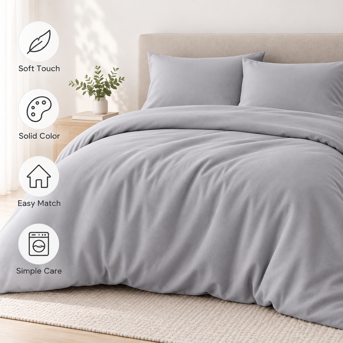 Havenliss Solid Gray Duvet Cover – Soft-Touch Minimal Bedding Cover