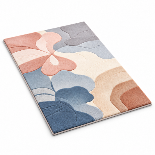 Havenliss Modern Abstract Floral Area Rug – Pink, Blue & Cream Soft-Tone Indoor Rug
