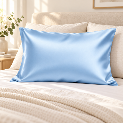 Havenliss Sky Blue Smooth Satin-Style Pillowcase – Solid Color Envelope Pillow Cover