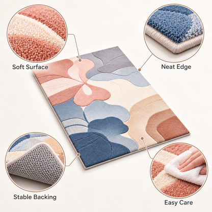 Havenliss Modern Abstract Floral Area Rug – Pink, Blue & Cream Soft-Tone Indoor Rug