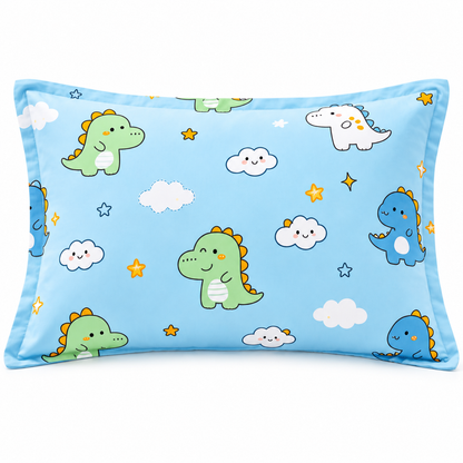 Havenliss Cartoon Dinosaur Print Pillowcase – Sky Blue Envelope-Style Pillow Cover