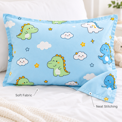 Havenliss Cartoon Dinosaur Print Pillowcase – Sky Blue Envelope-Style Pillow Cover