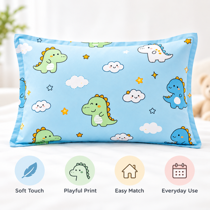 Havenliss Cartoon Dinosaur Print Pillowcase – Sky Blue Envelope-Style Pillow Cover