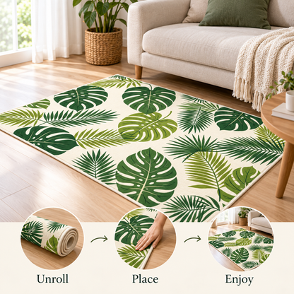 Havenliss Tropical Leaf Area Rug – Green Botanical Indoor Living Room Rug
