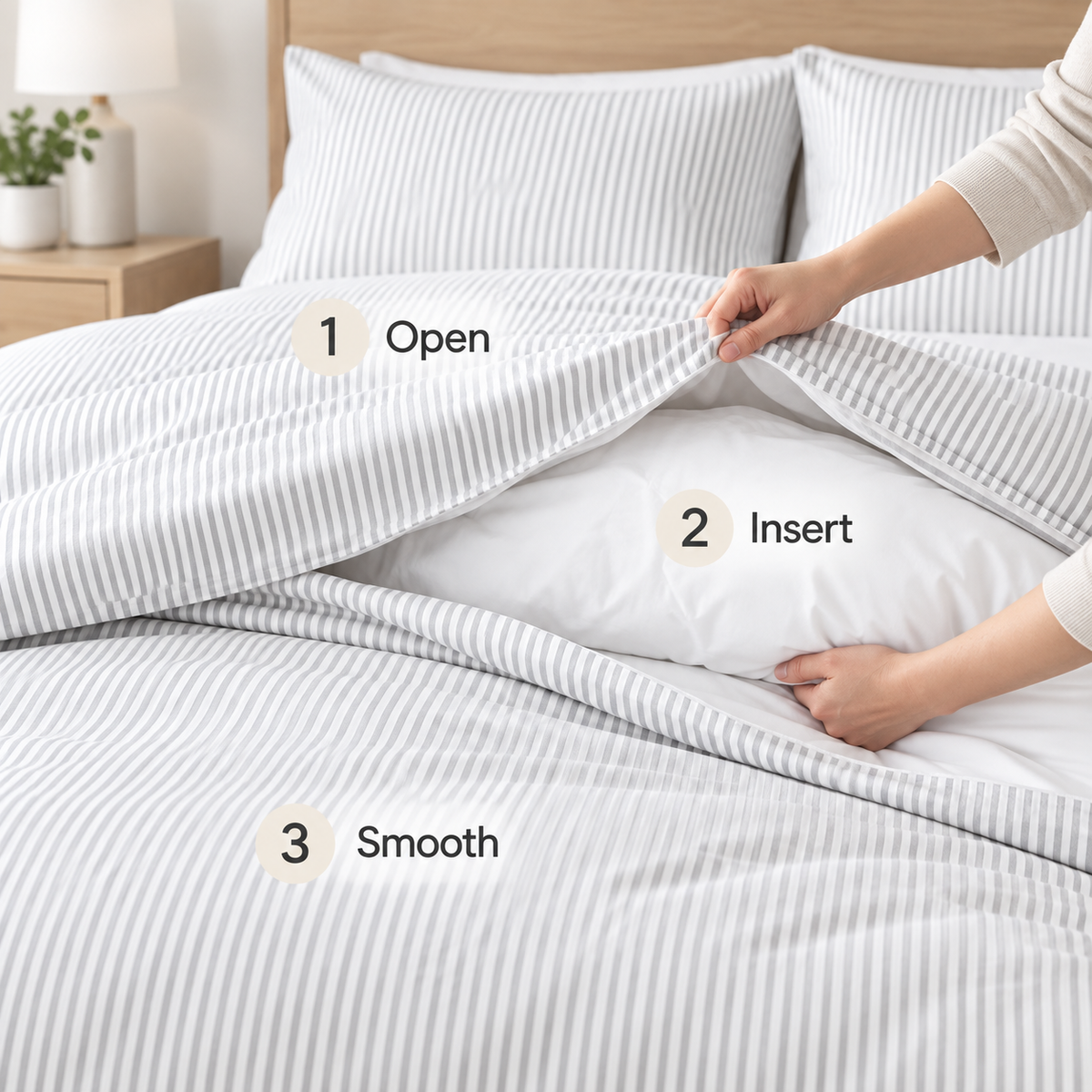Havenliss Light Gray Stripe Duvet Cover – Soft-Touch Minimal Bedding Cover