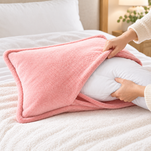 Havenliss Soft Plush Pink Pillowcase – Solid Color Envelope-Style Pillow Cover