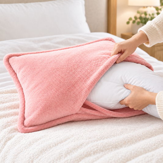 Havenliss Soft Plush Pink Pillowcase – Solid Color Envelope-Style Pillow Cover