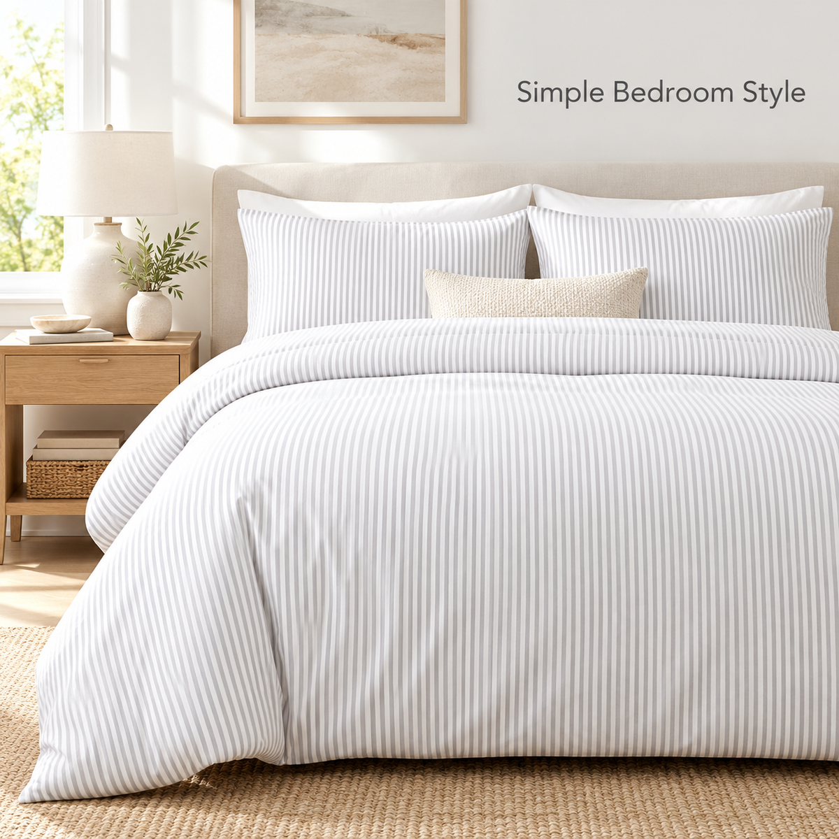 Havenliss Light Gray Stripe Duvet Cover – Soft-Touch Minimal Bedding Cover