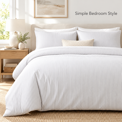 Havenliss Light Gray Stripe Duvet Cover – Soft-Touch Minimal Bedding Cover