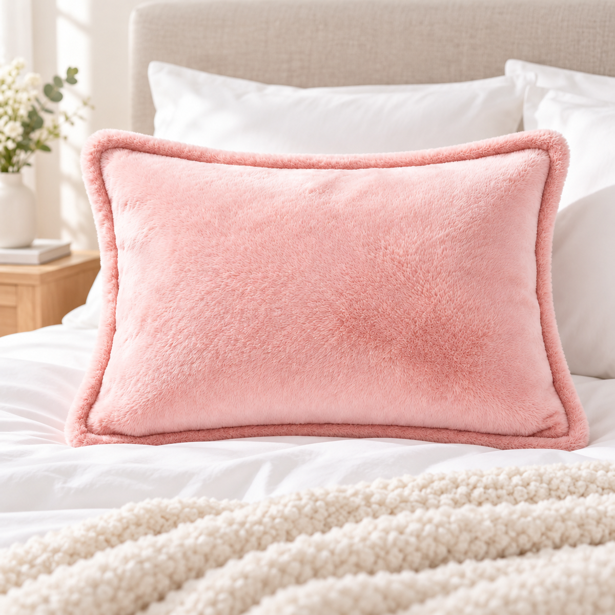 Havenliss Soft Plush Pink Pillowcase – Solid Color Envelope-Style Pillow Cover