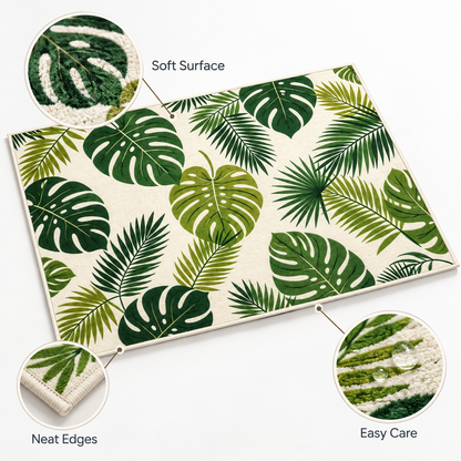 Havenliss Tropical Leaf Area Rug – Green Botanical Indoor Living Room Rug