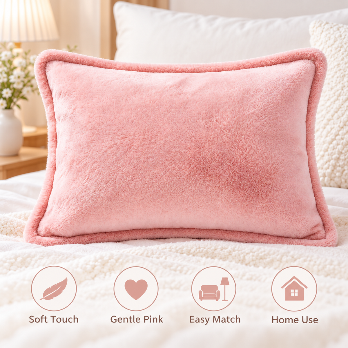 Havenliss Soft Plush Pink Pillowcase – Solid Color Envelope-Style Pillow Cover