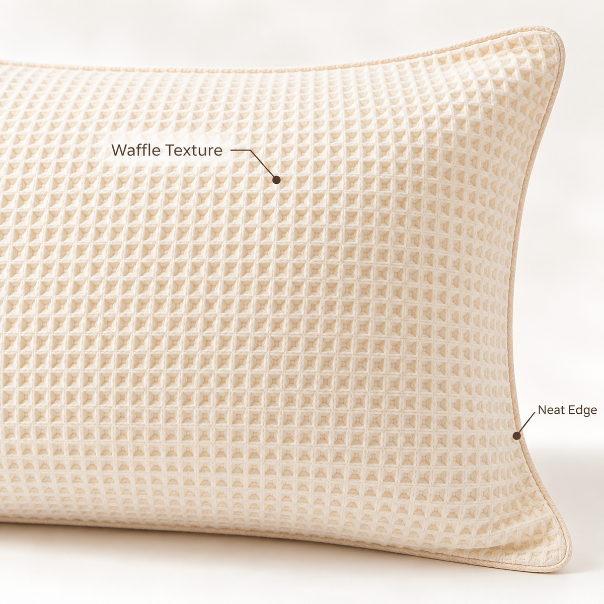Havenliss Cream Waffle Texture Pillowcase – Textured Solid Pillow Cover