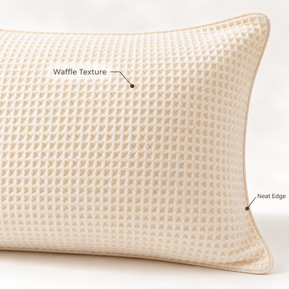 Havenliss Cream Waffle Texture Pillowcase – Textured Solid Pillow Cover