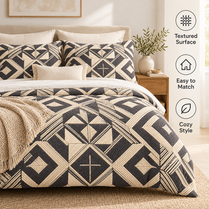Havenliss Beige & White Gingham Duvet Cover – Classic Check Bedding Cover