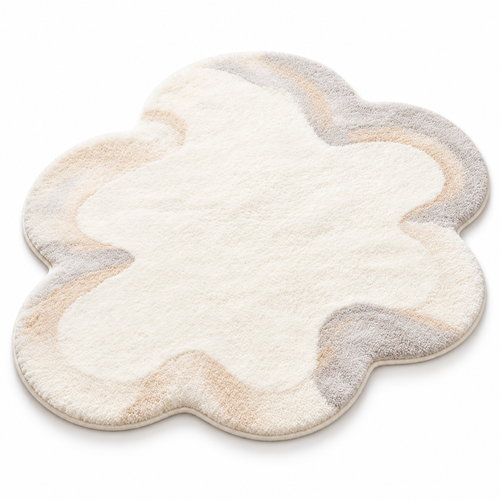 Havenliss Cream Cloud-Shaped Soft Area Rug with Beige & Gray Accents