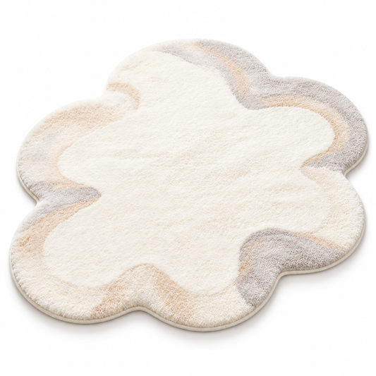 Havenliss Cream Cloud-Shaped Soft Area Rug with Beige & Gray Accents