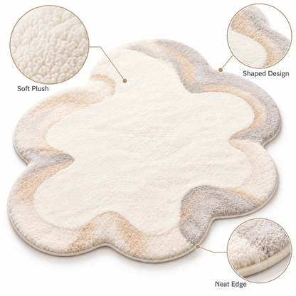 Havenliss Cream Cloud-Shaped Soft Area Rug with Beige & Gray Accents