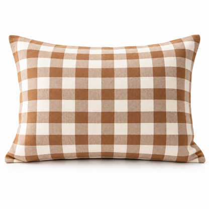 Havenliss Brown & Ivory Plaid Decorative Pillow Cover with Hidden Zipper
